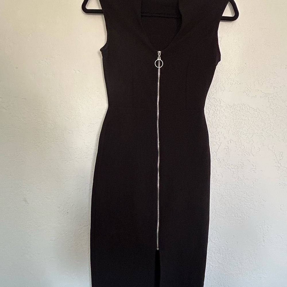 Almost Famous Black Midi Dress with Zipper
